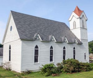 church with metal roof